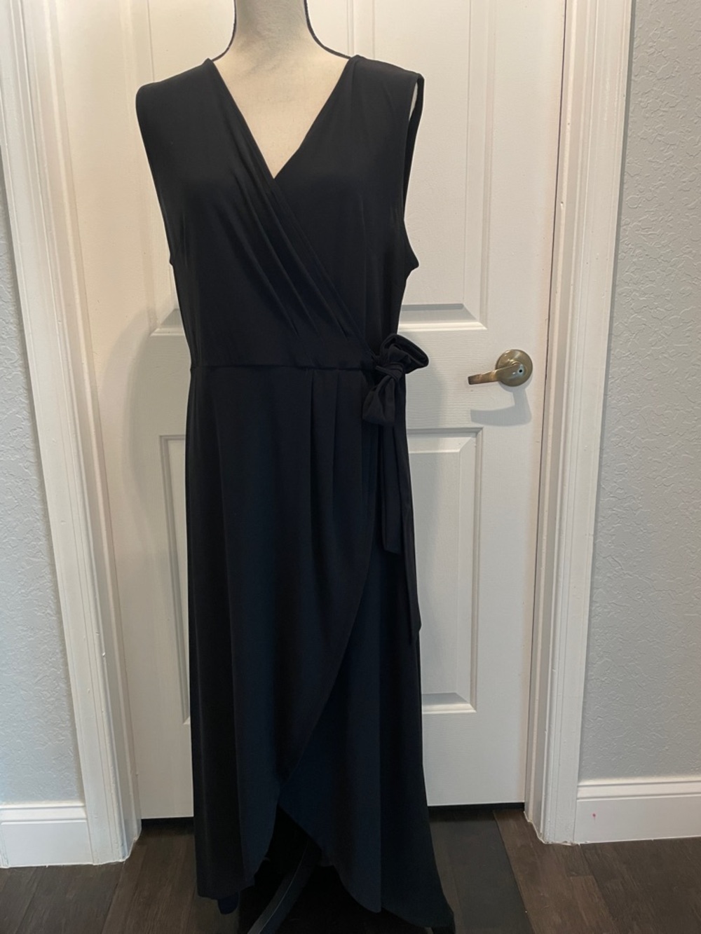 INC International Concepts Black Sleeveless Wrap Maxi Dress